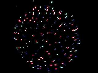 Blue, yellow, and red display